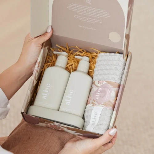 al.ive – A Moment in Bloom – Kitchen Duo – Dishwashing, Hand Wash + Waffle Towel Gift Set $65.00