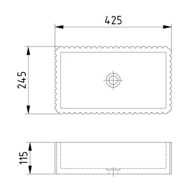 Fluted Rectangle Concrete Vessel Basin