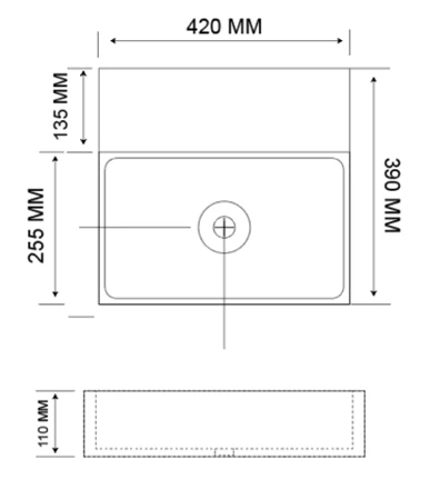 Tap Mounted Rectangle Vessel Basin